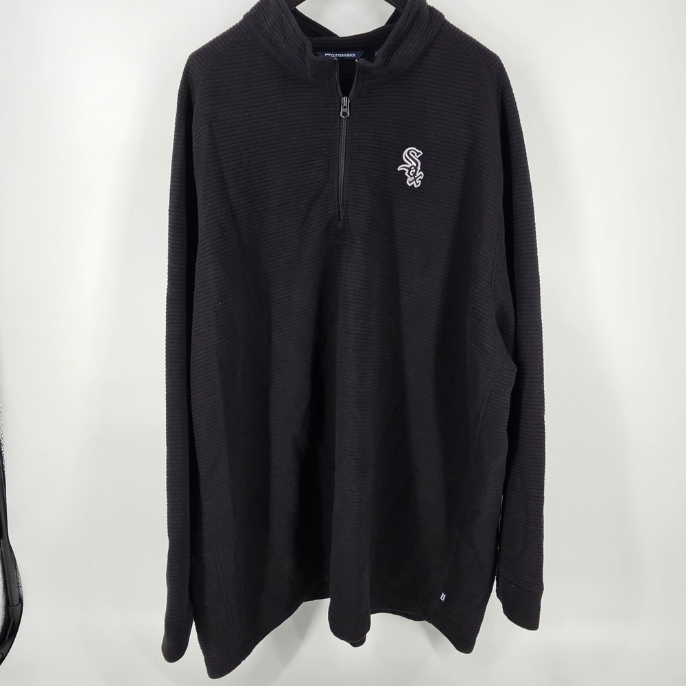 Cutter and Buck Chicago White Sox Mens 1/4 Zip Pullover Black Textured‎ Size 5XL